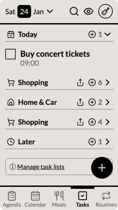 Tasks view